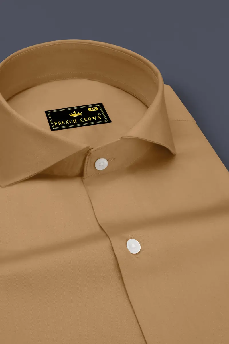 Woodoro-Driftwood Yellow Subtle Sheen Super Soft Premium Cotton Cut Away Collar Dress Shirt 2