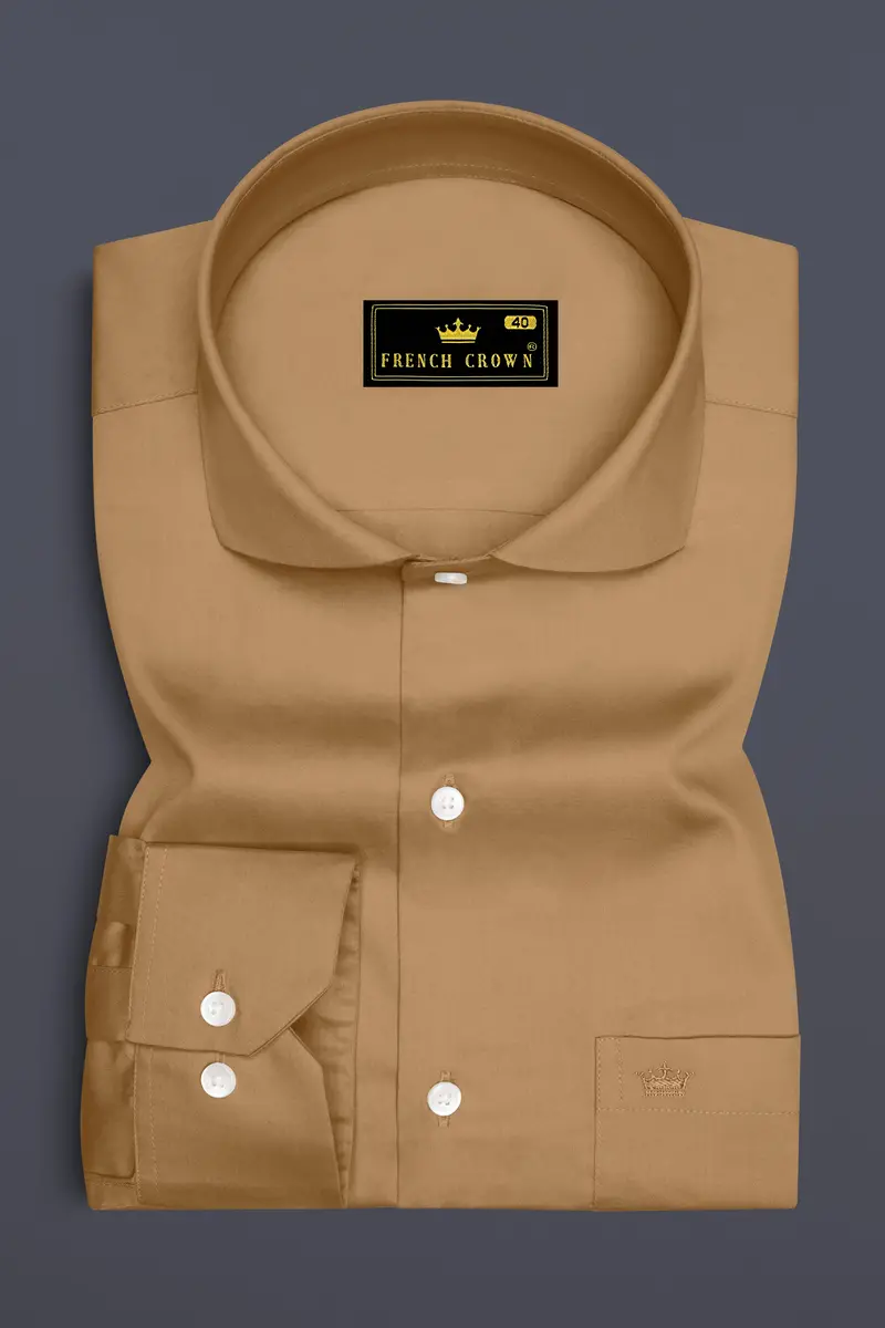 Woodoro-Driftwood Yellow Subtle Sheen Super Soft Premium Cotton Cut Away Collar Dress Shirt 4