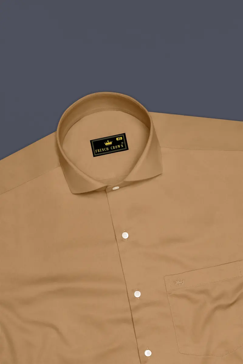 Woodoro-Driftwood Yellow Subtle Sheen Super Soft Premium Cotton Cut Away Collar Dress Shirt 5
