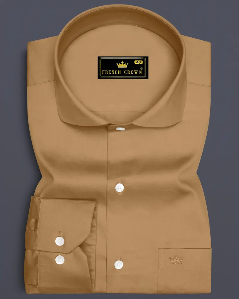 Woodoro-Driftwood Yellow Subtle Sheen Super Soft Premium Cotton Cut Away Collar Dress Shirt 6
