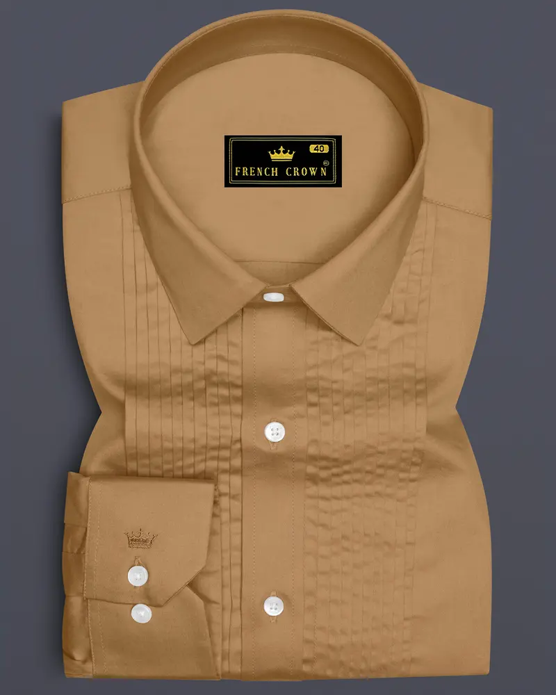 Woodoro-Driftwood Yellow Subtle Sheen Super Soft Premium Cotton Tuxedo Dress Shirt 1
