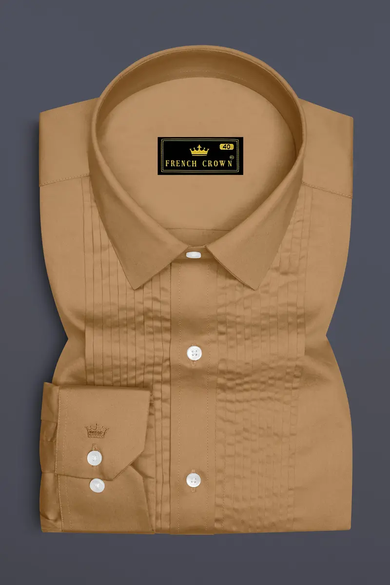 Woodoro-Driftwood Yellow Subtle Sheen Super Soft Premium Cotton Tuxedo Dress Shirt 2