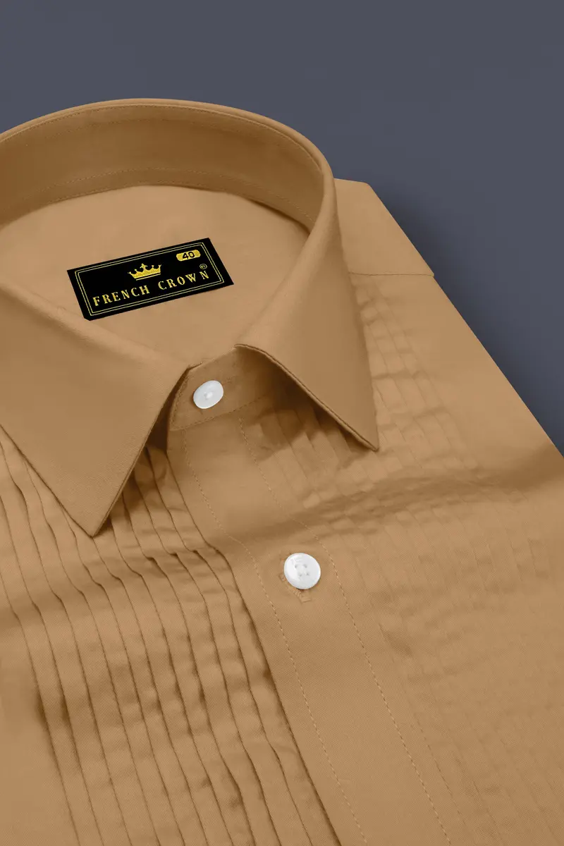 Woodoro-Driftwood Yellow Subtle Sheen Super Soft Premium Cotton Tuxedo Dress Shirt 4