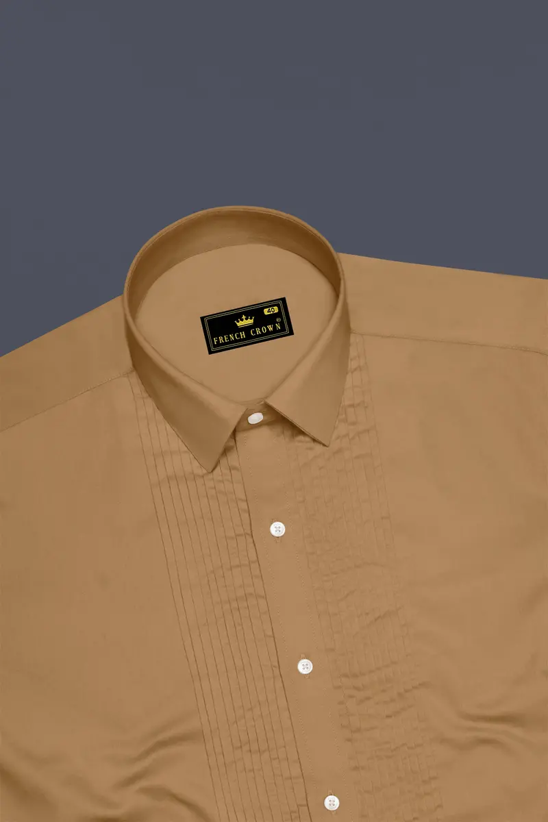 Woodoro-Driftwood Yellow Subtle Sheen Super Soft Premium Cotton Tuxedo Dress Shirt 5