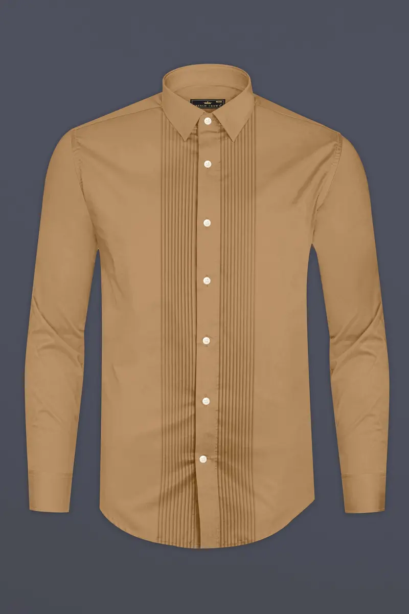 Woodoro-Driftwood Yellow Subtle Sheen Super Soft Premium Cotton Tuxedo Dress Shirt 6