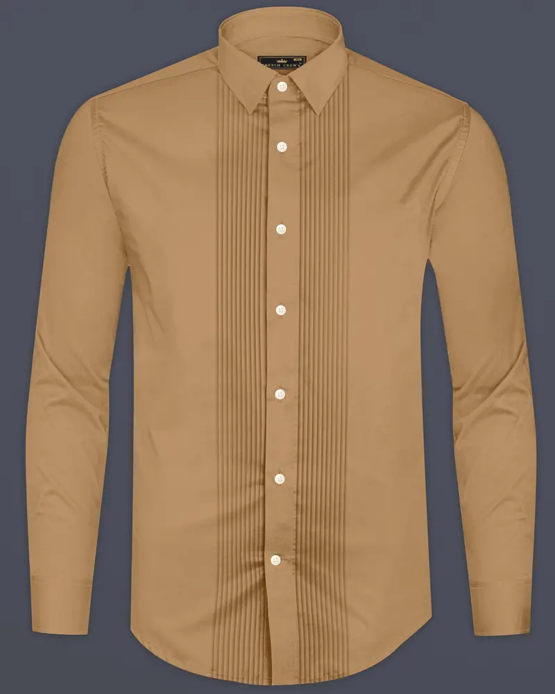 Woodoro-Driftwood Yellow Subtle Sheen Super Soft Premium Cotton Tuxedo Dress Shirt 8