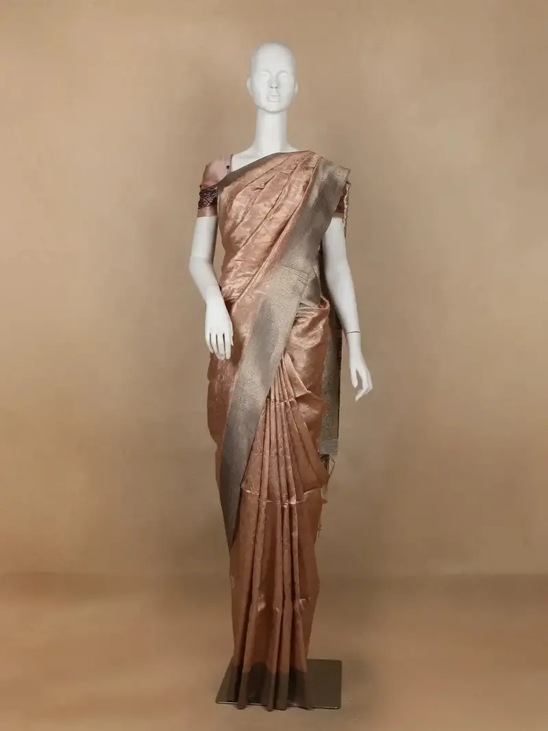 Woodrose Pink Abstract Designed Semi Tussar Silk Saree 1