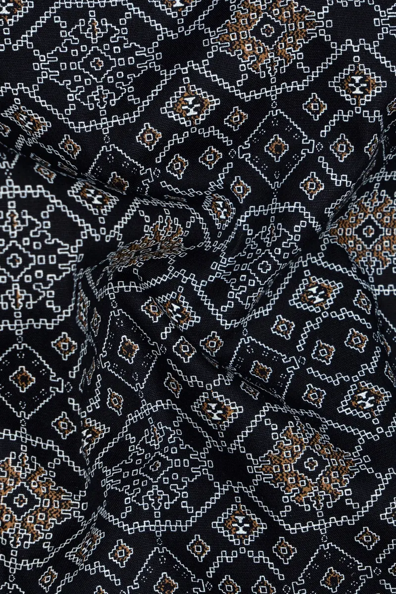 Woodsmoke Black Aztec Art Patterned Super Soft Premium Cotton Shirt 2
