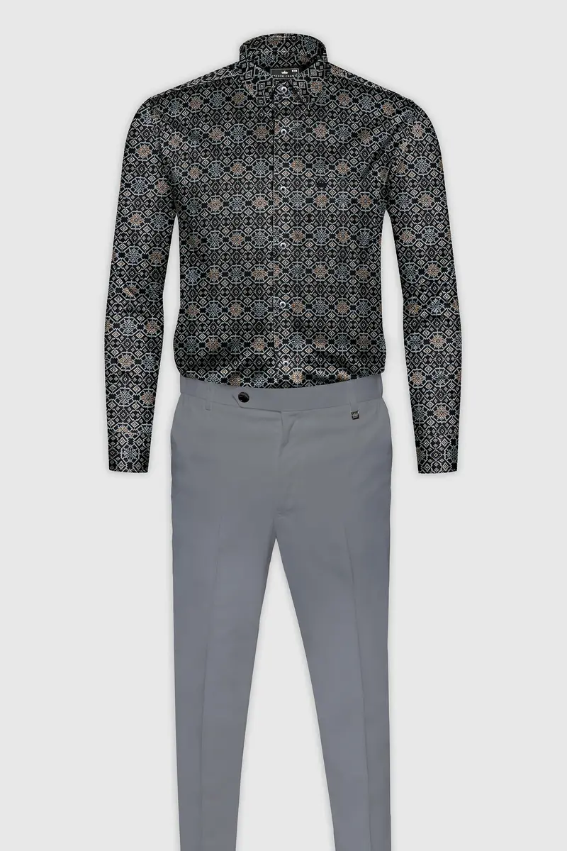 Woodsmoke Black Aztec Art Patterned Super Soft Premium Cotton Shirt 6