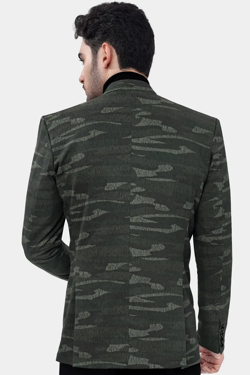 Xanadu Green And Davy Brown Camouflage Premium Cotton Designer Blazer 5