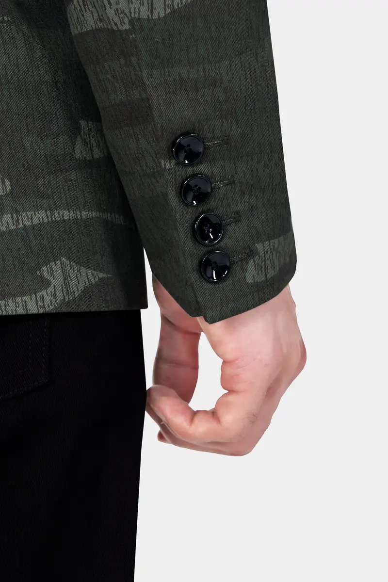 Xanadu Green And Davy Brown Camouflage Premium Cotton Designer Blazer 6