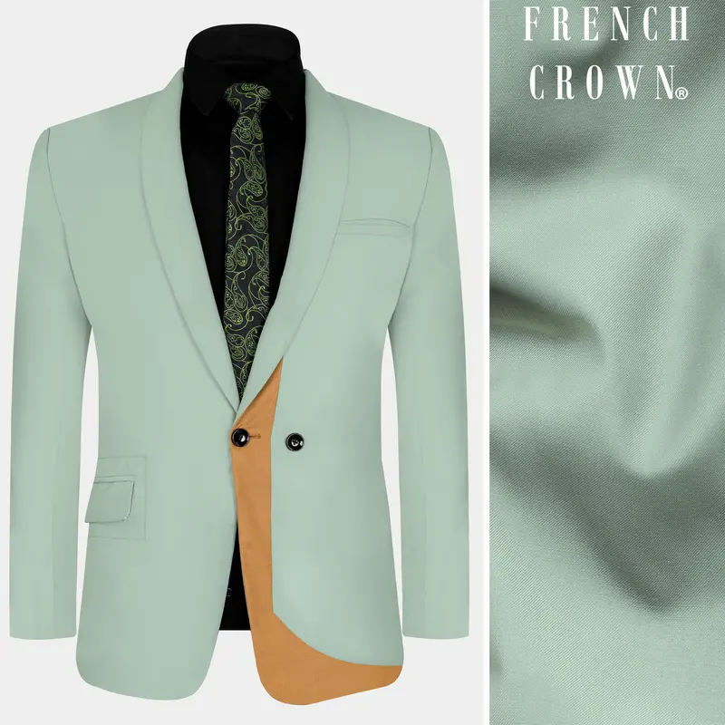Xanadu Green And Twine Brown Wool Rich Designer Blazer 1