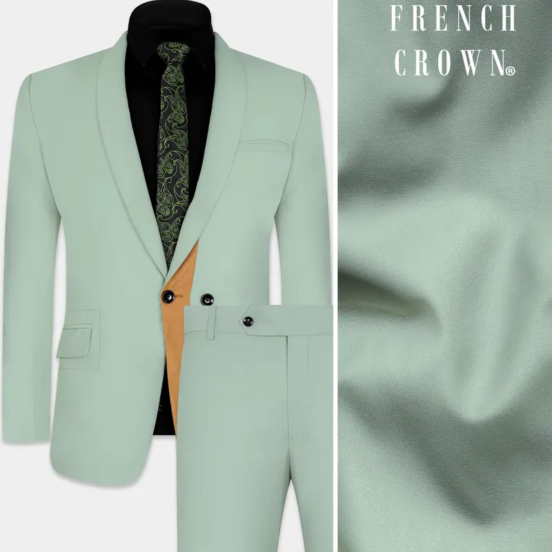Xanadu Green And Twine Brown Wool Rich Designer Suit 1