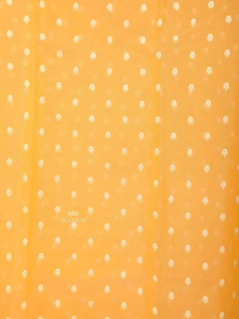 Yellow Art Silk Saree With Small Flower Design On The Body With Matching Border 2