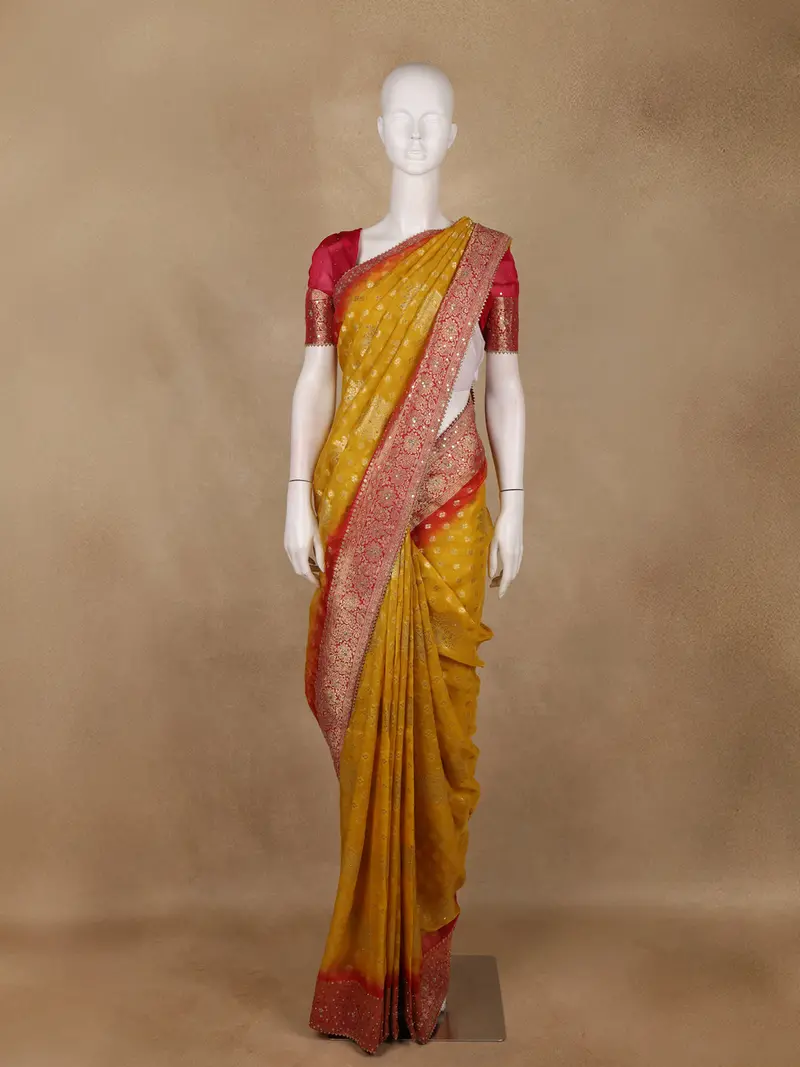 Yellow Butta Woven Design Banarasi Silk Saree 1