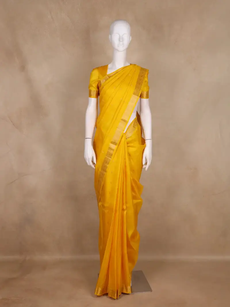 Yellow Butta Woven Design Pure Kanchipuram Silksaree 1