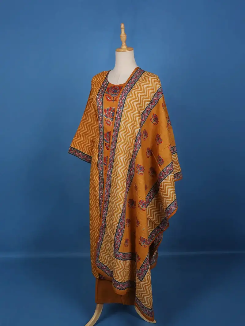 Yellow Cotton Floral Printed Salwar Suit 3