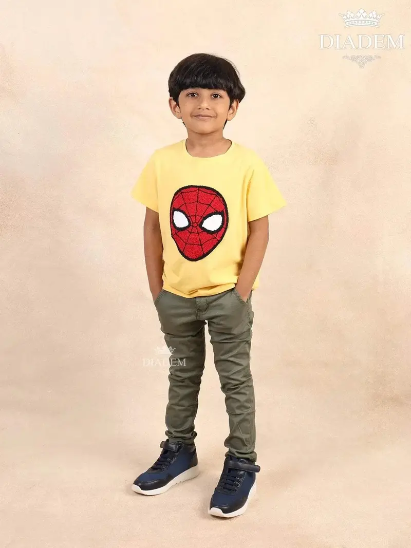 Yellow Cotton Spider-Man T-Shirt 1