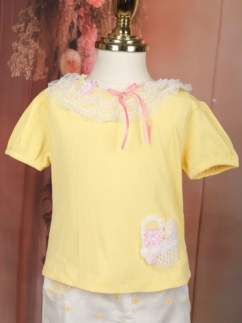 Yellow Floral Design Cotton Skirt And Top Set 2