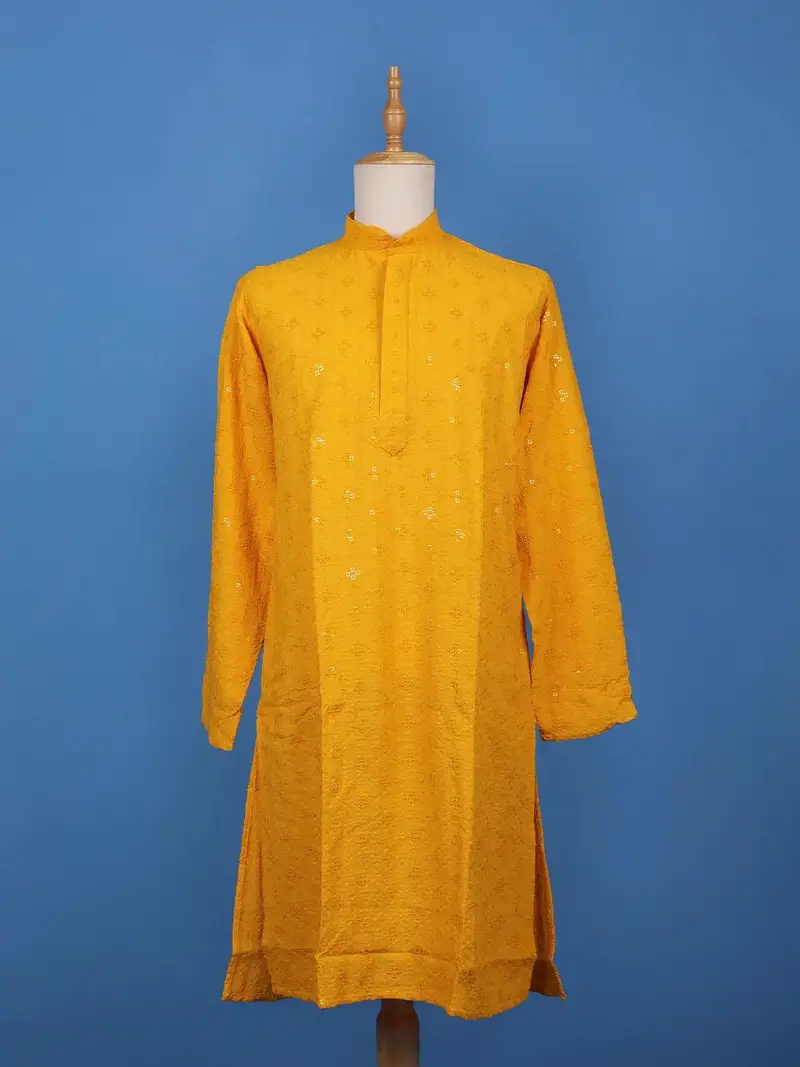 Yellow Floral Designed Cotton Kurta 1
