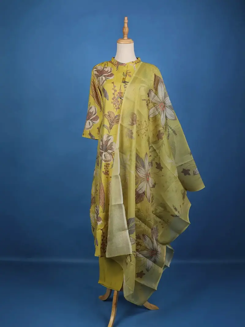 Yellow Floral Designed Cotton Salwar Suit 1