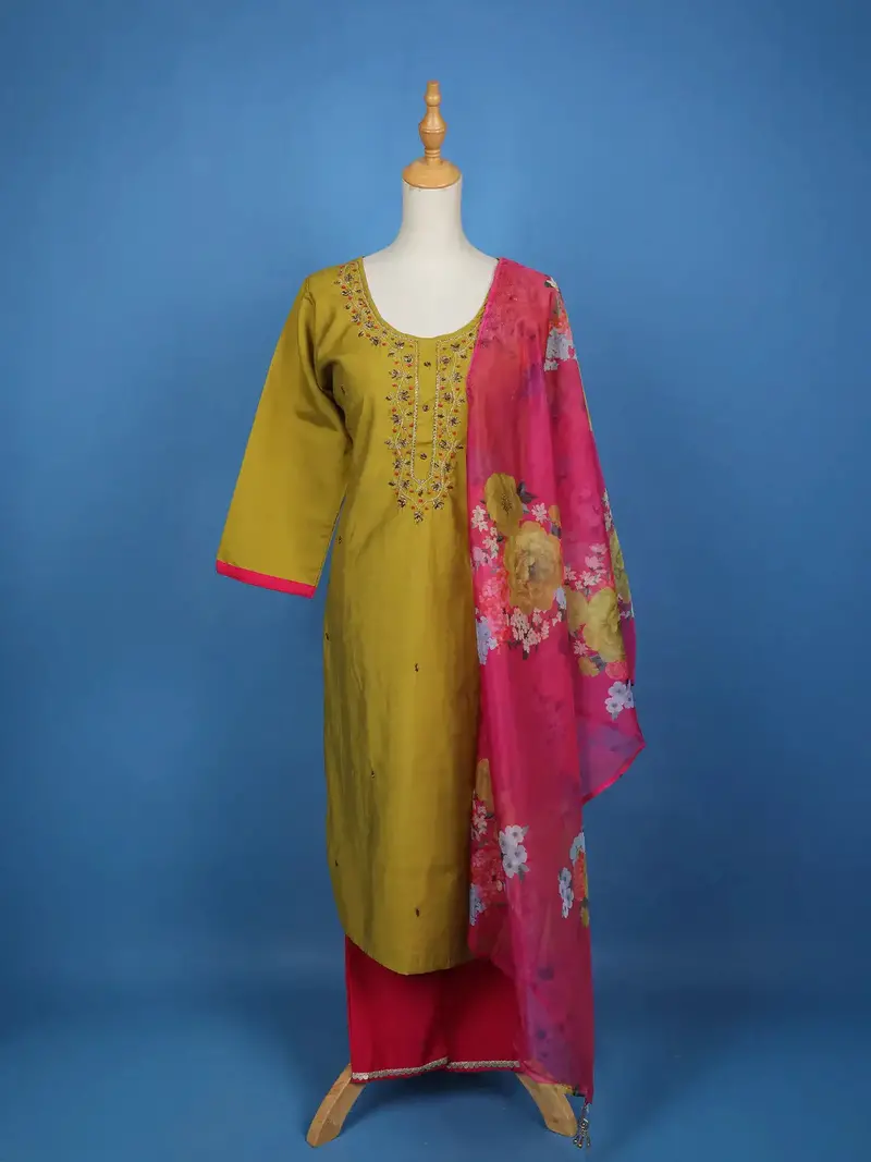 Yellow Floral Designed Cotton Salwar Suit 1