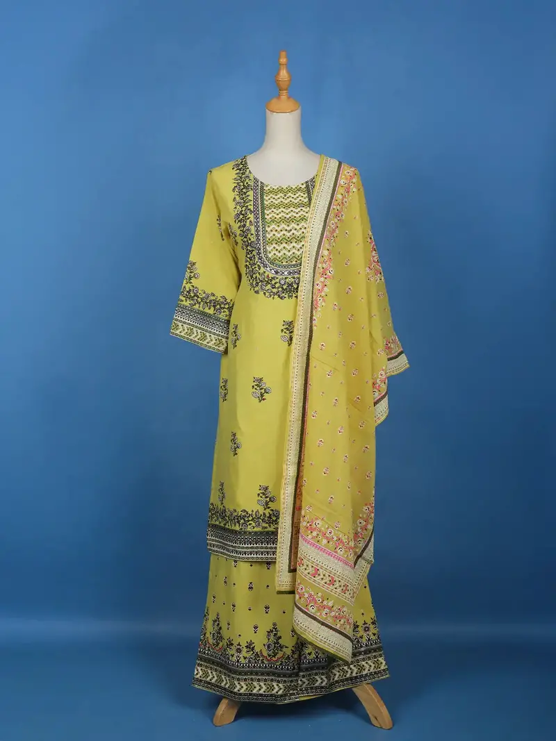 Yellow Floral Designed Cotton Salwar Suit 1