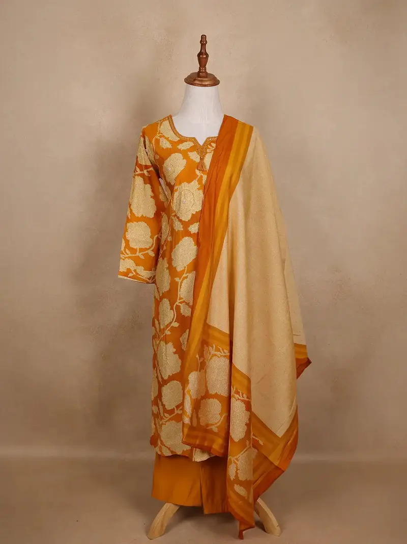 Yellow Floral Designed Cotton Salwar Suit 1
