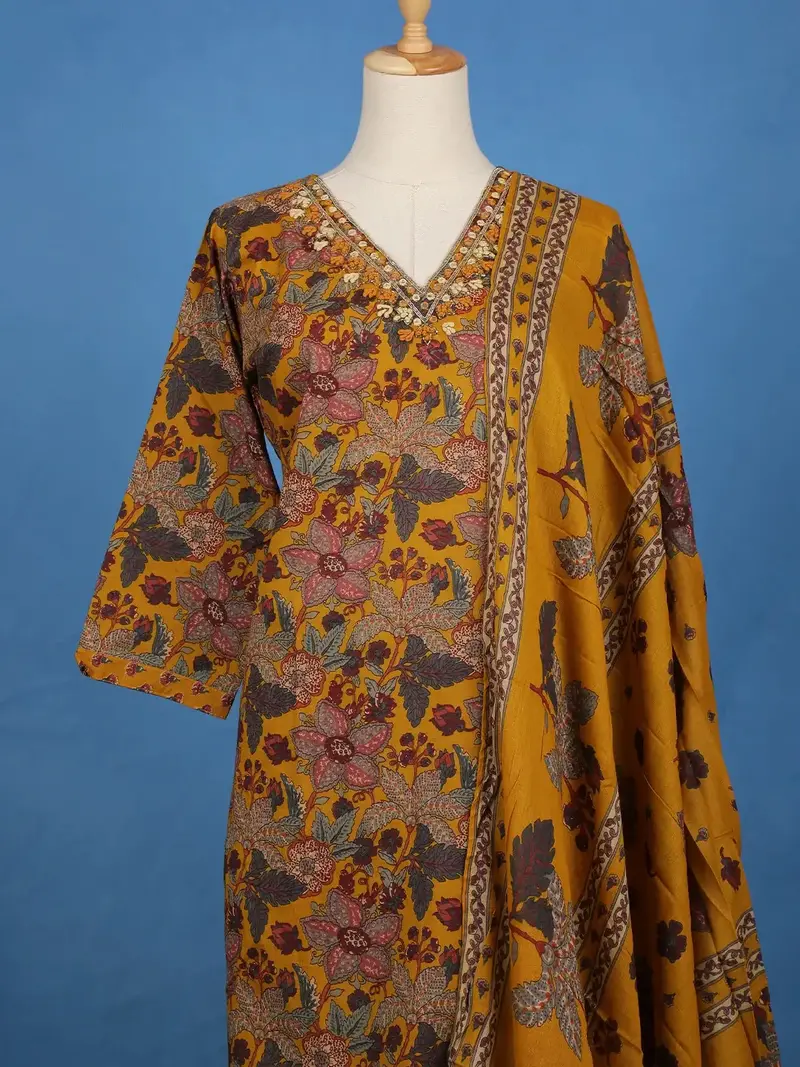 Yellow Floral Designed Cotton Salwar Suit 2