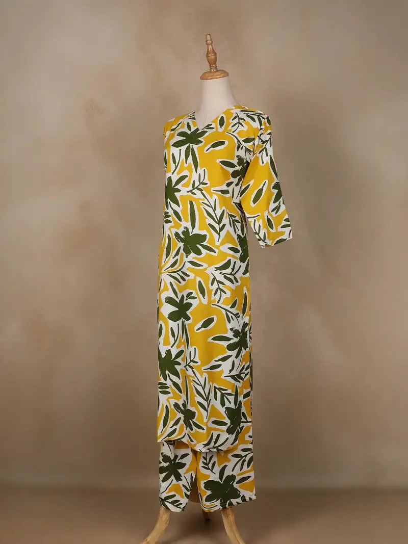 Yellow Floral Designed Cotton Salwar Suit 3