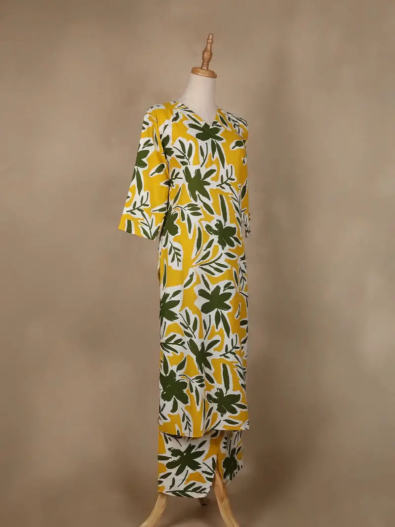 Yellow Floral Designed Cotton Salwar Suit 4