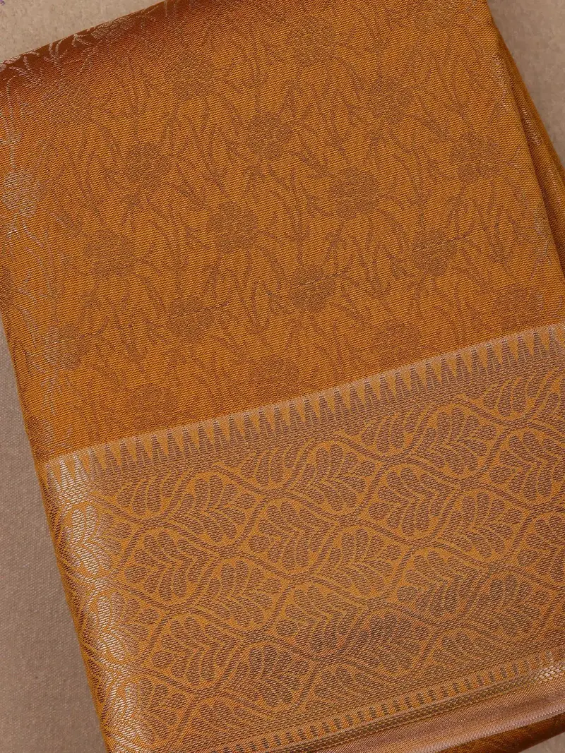 Yellow Floral Designed Fancy Art Silk Saree 2