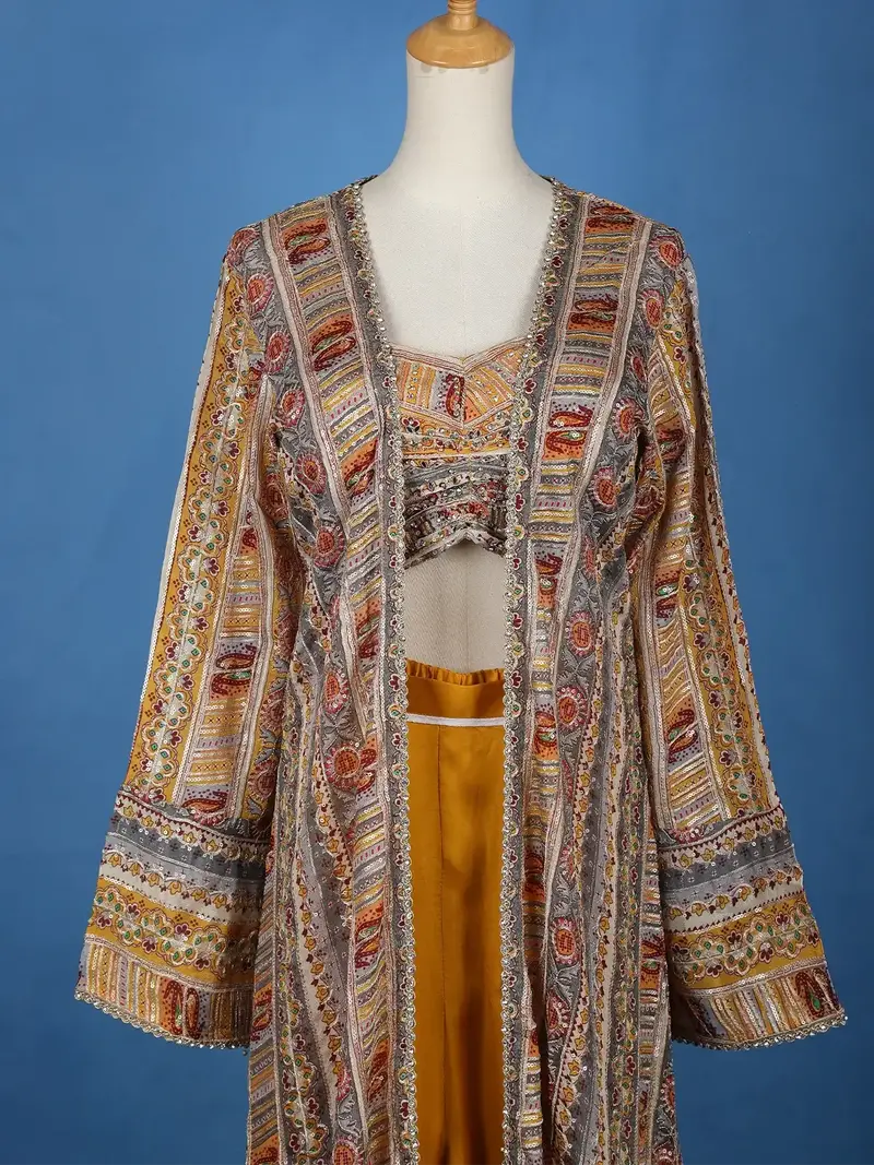 Yellow Floral Designed Georgette Palazzo Salwar Suit 2