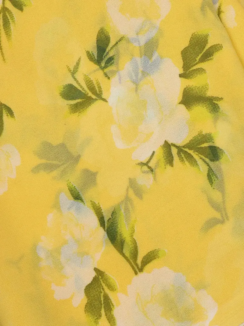 Yellow Floral Printed Georgette Saree With Matching Blouse 2