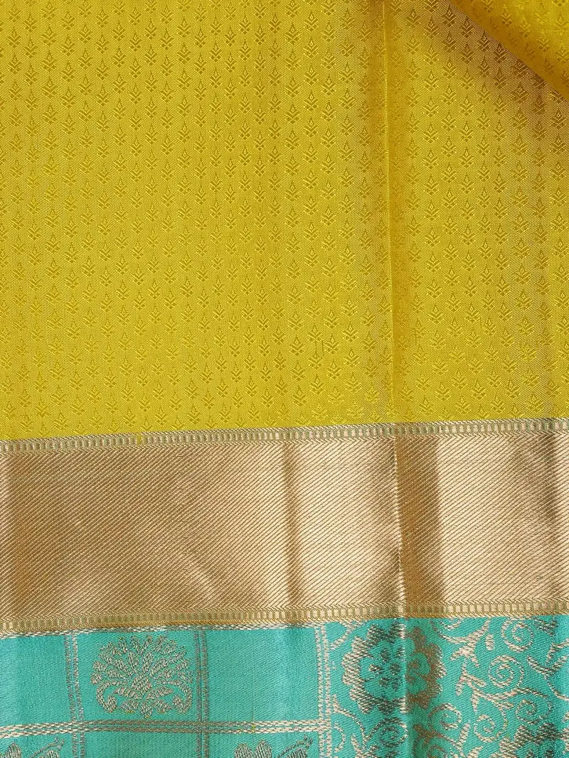 Yellow Floral Woven Pure Kanchipuram Silk Saree 2