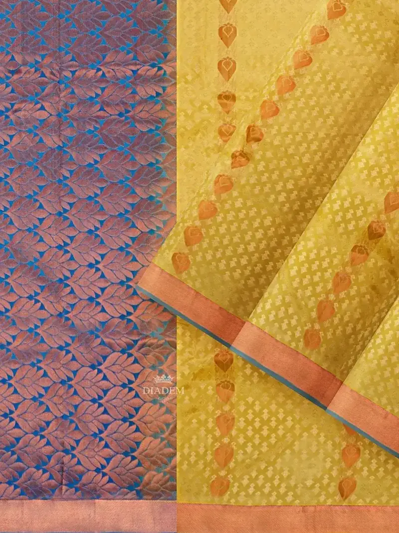 Yellow Silk Saree With Floral Motif On The Body And Contrast Zari Border 2