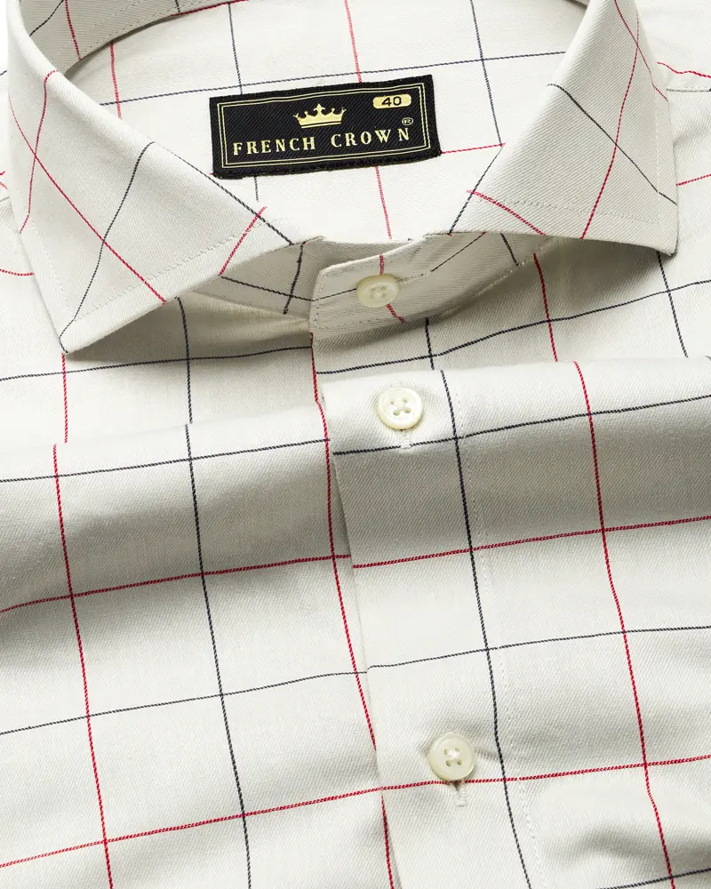 Yonder Beige Checkered Twill Premium Cotton Shirt 1
