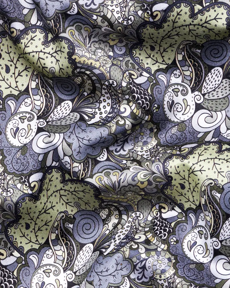 Yonder Blue And Tuna Green Printed Super Soft Premium Cotton Shirt 2