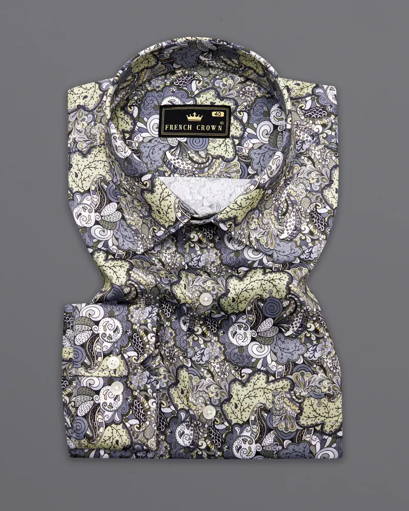 Yonder Blue And Tuna Green Printed Super Soft Premium Cotton Shirt 3