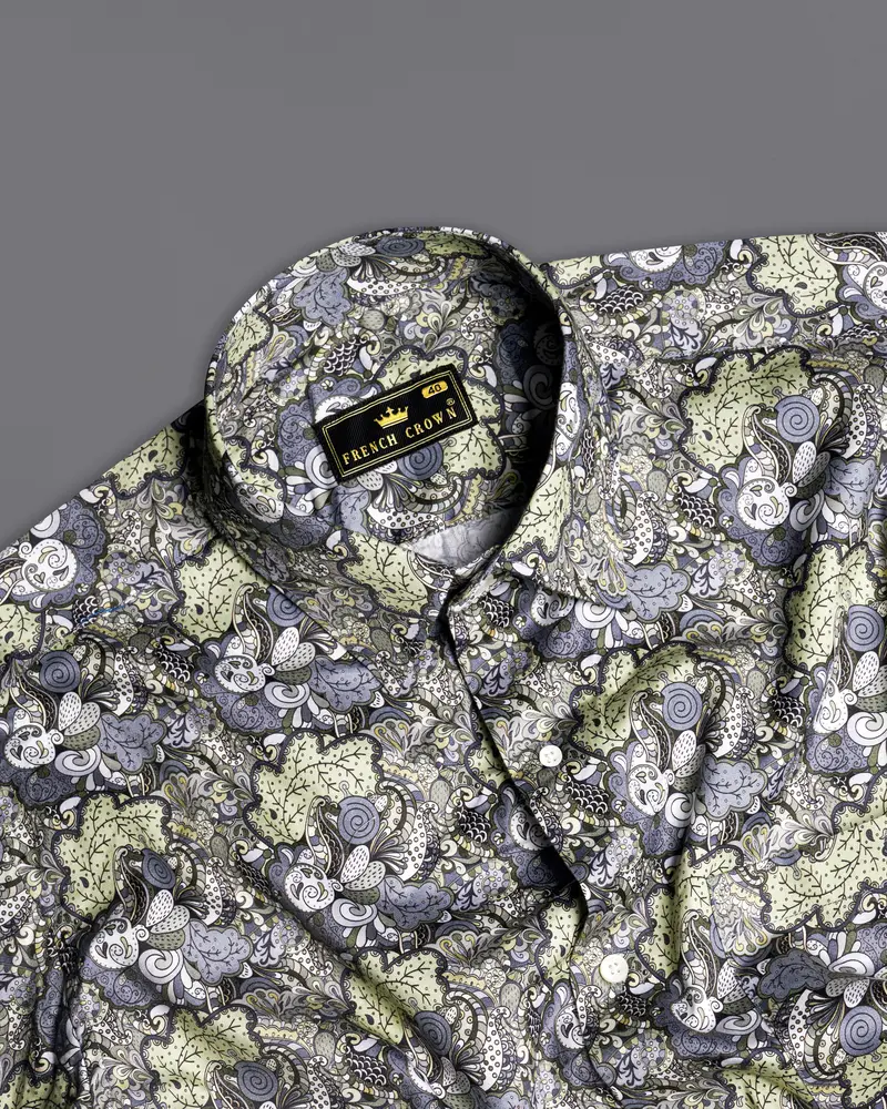 Yonder Blue And Tuna Green Printed Super Soft Premium Cotton Shirt 4