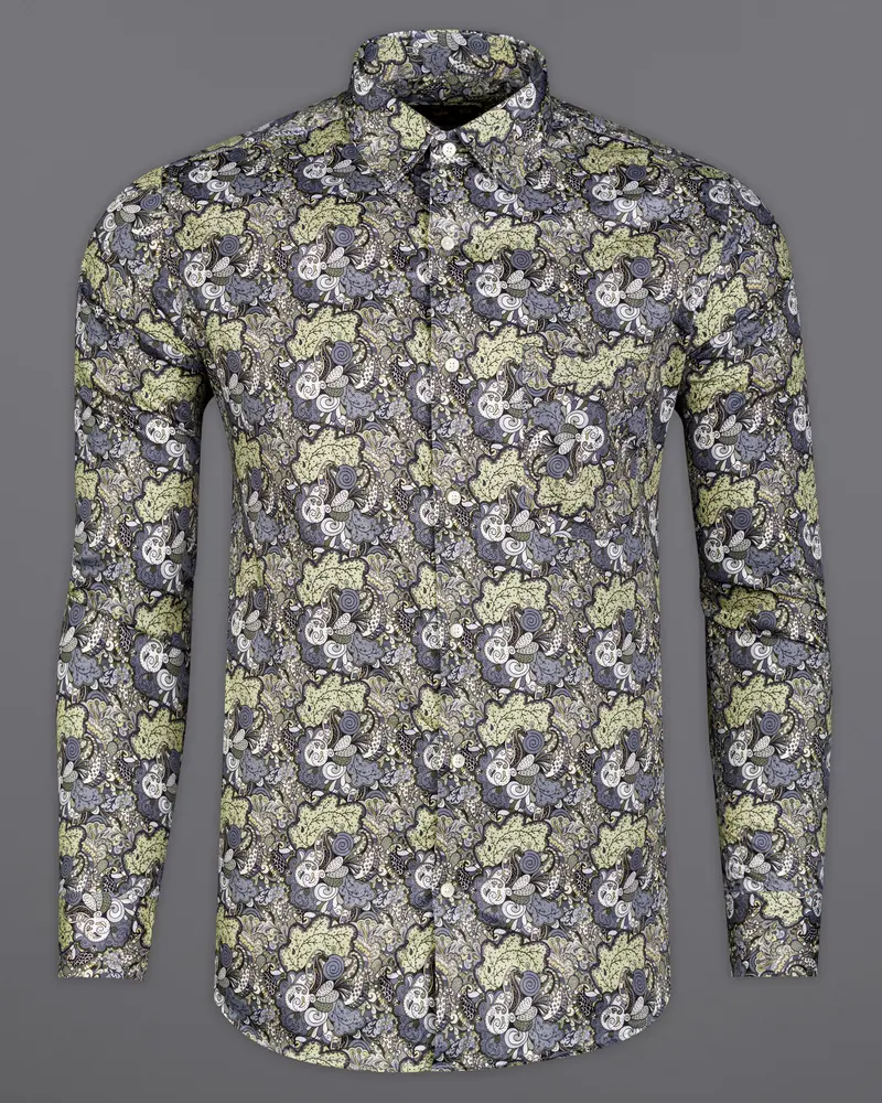 Yonder Blue And Tuna Green Printed Super Soft Premium Cotton Shirt 5