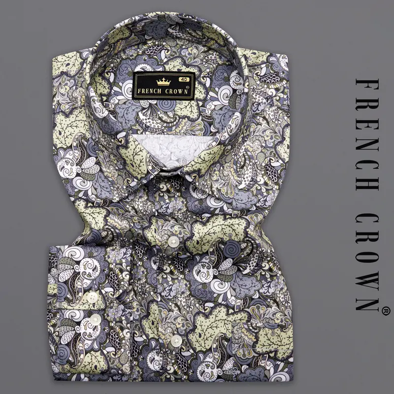 Yonder Blue And Tuna Green Printed Super Soft Premium Cotton Shirt 7