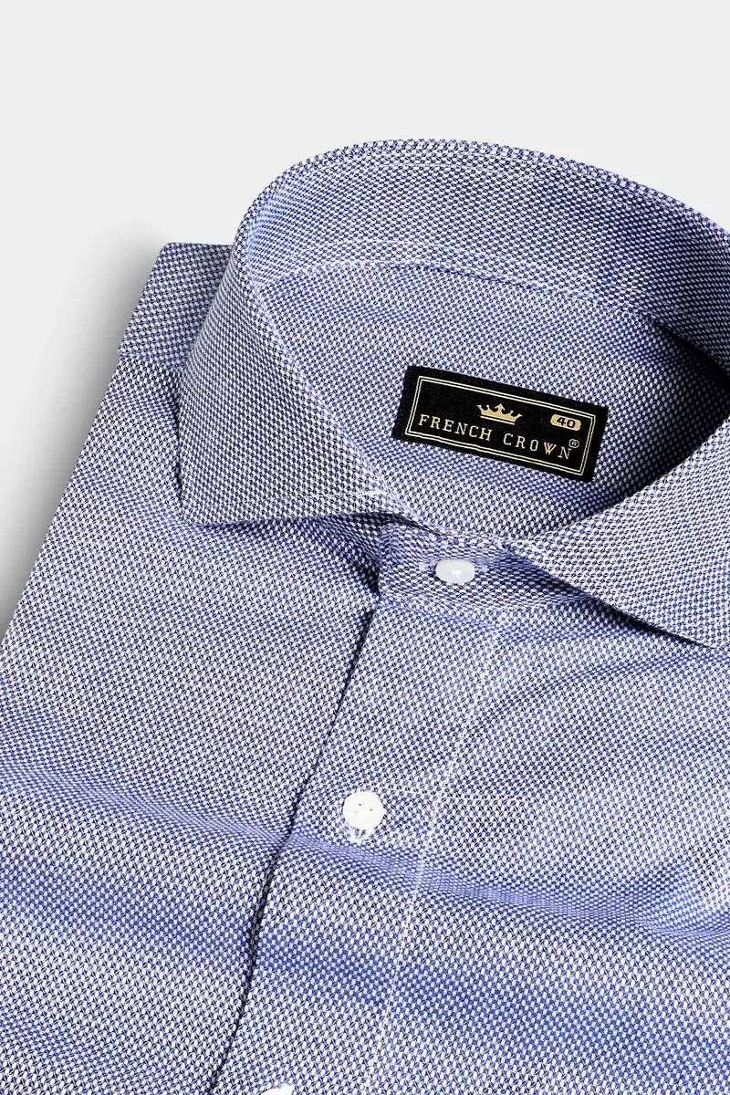 Yonder Blue Dobby Textured Premium Giza Cotton Shirt 1