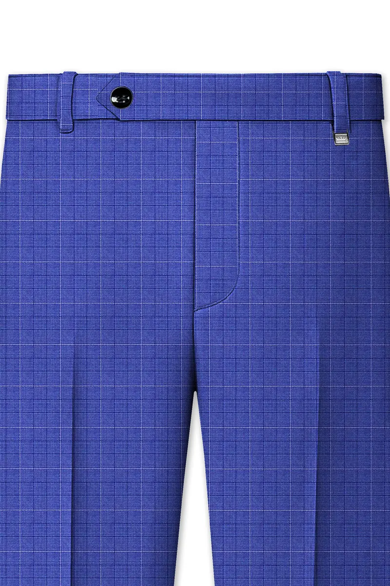 Yonder Blue Wool Rich Plaid Stretchable Pant 2