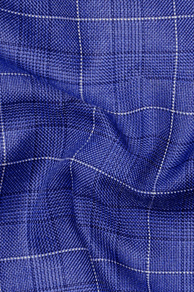 Yonder Blue Wool Rich Plaid Stretchable Pant 3