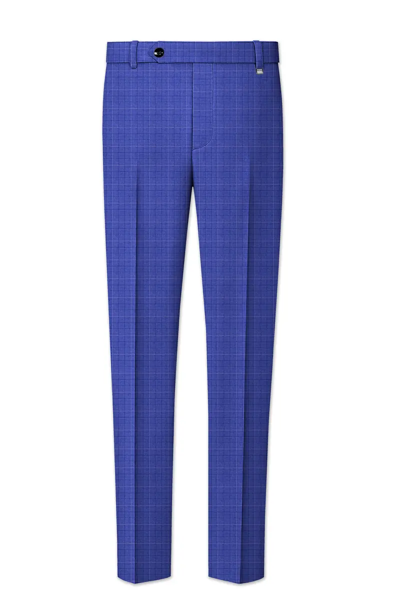 Yonder Blue Wool Rich Plaid Stretchable Pant 4
