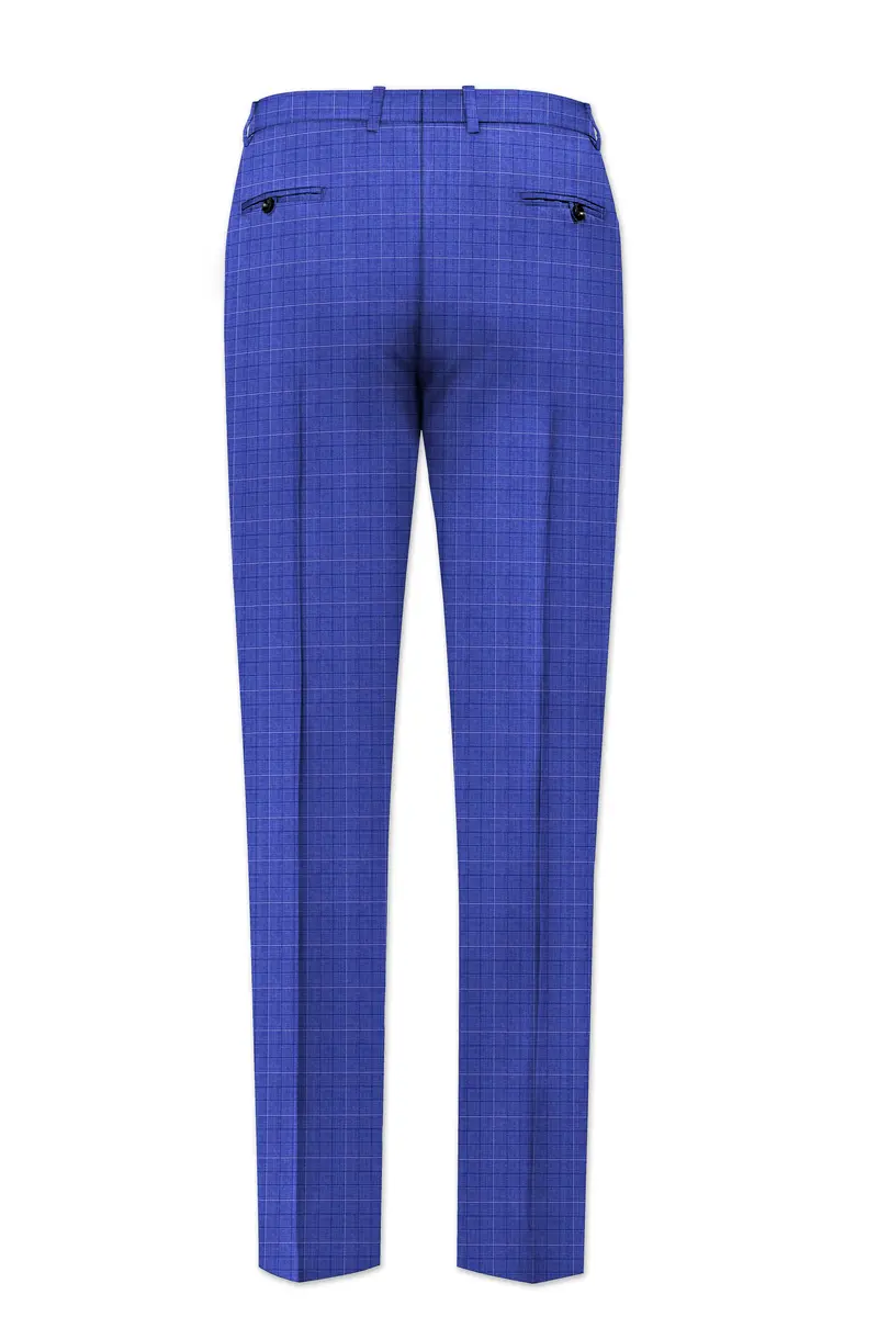 Yonder Blue Wool Rich Plaid Stretchable Pant 5