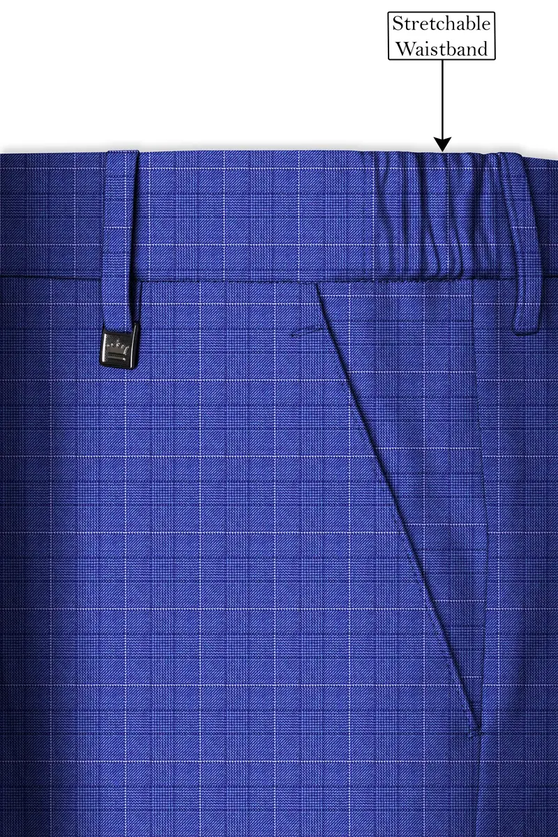 Yonder Blue Wool Rich Plaid Stretchable Pant 6