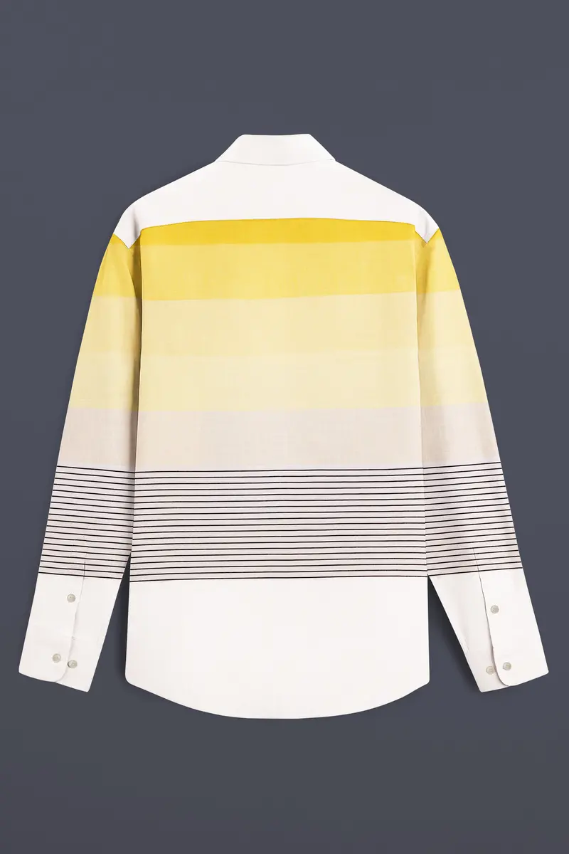 Zaffaro-Primrose Yellow Sunset Stripes Luxurious Linen Casual Shirt 7