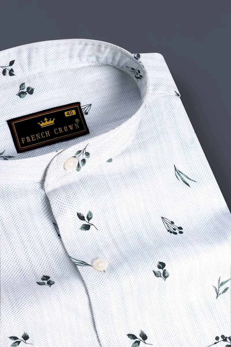 Zaffelle-Selago Blue Printed Subtle Sheen Super Soft Premium Cotton Casual Shirt 2